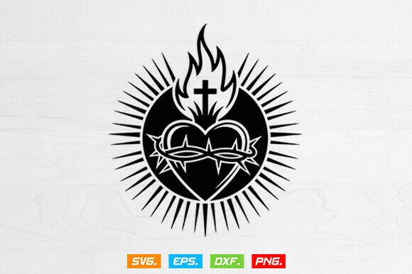 Download Sacred Heart of Jesus Svg, Cross Svg - Art Collection