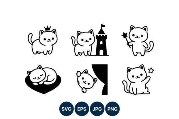 Download Cute Black and White Cat Vector Art - Art Collection