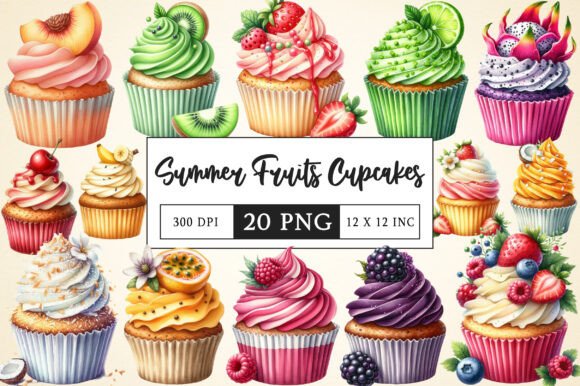 Download Summer Fruits Cupcakes Clipart - Art Collection