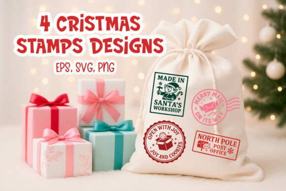 Download Christmas Santa Sack Stamp SVG Clipart - Art Collection