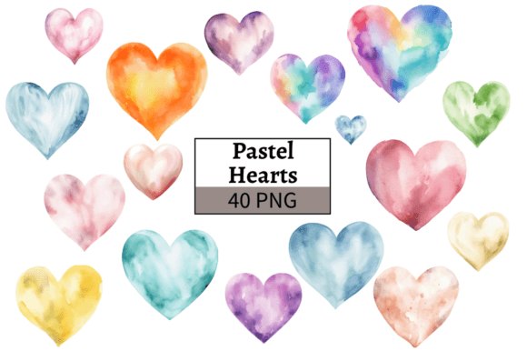 Download Watercolor Pastel Hearts Illustrations - Art Collection