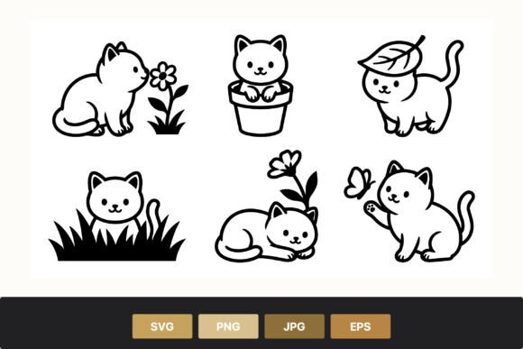 Download Cute Black and White Cat Line Art - Art Collection