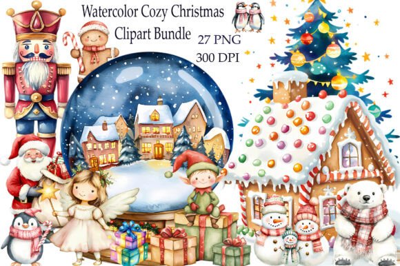 Download Watercolor Cozy Christmas Clipart Bundle - Art Collection
