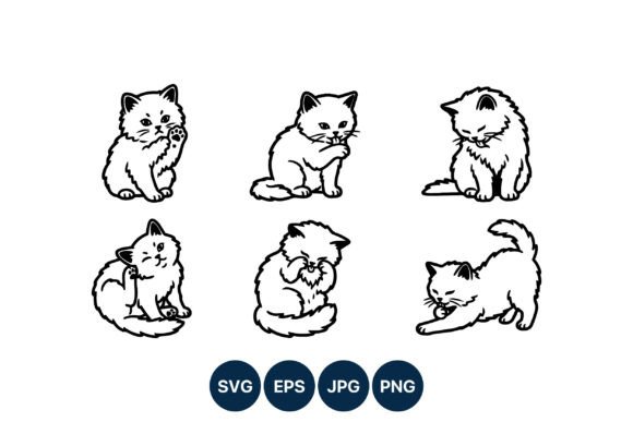Download Cute Black and White Kitten Line Art - Art Collection