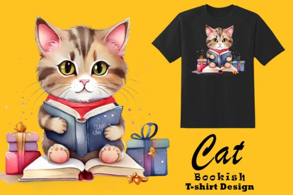 Download Festive Feline Lost in Books Clipart - Art Collection