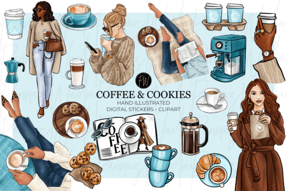 Download Coffee &amp; Cookies Hand Drawn Clipart Png - Art Collection