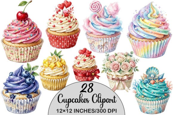 Download Watercolor Cupcakes Clipart - Art Collection