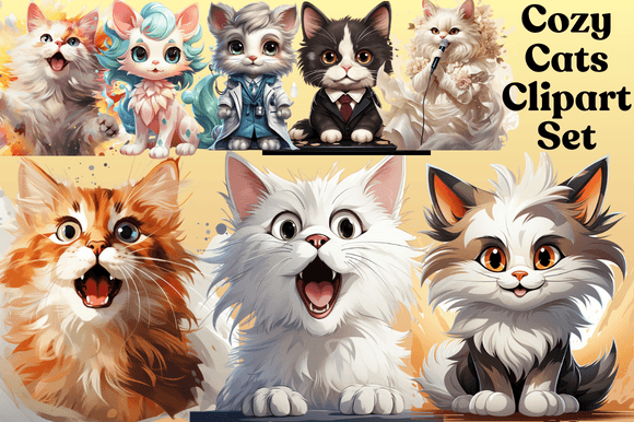 Download Cozy Cats Clipart Set - Art Collection