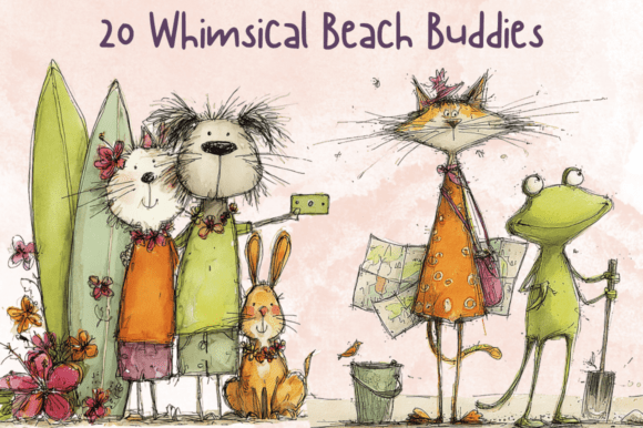 Download Beach Buddies Whimsical Clipart - Art Collection
