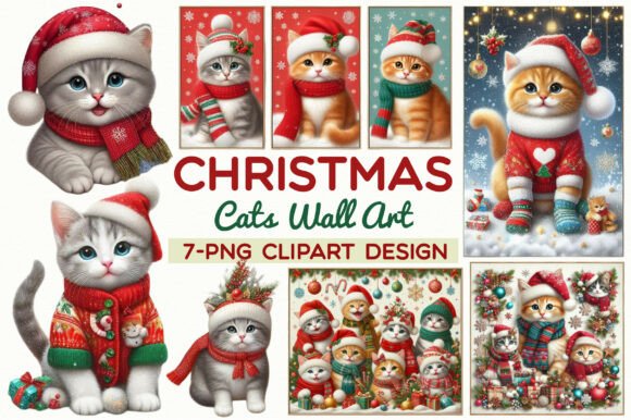Download Cute Christmas Cats Wall Art PNG - Art Collection