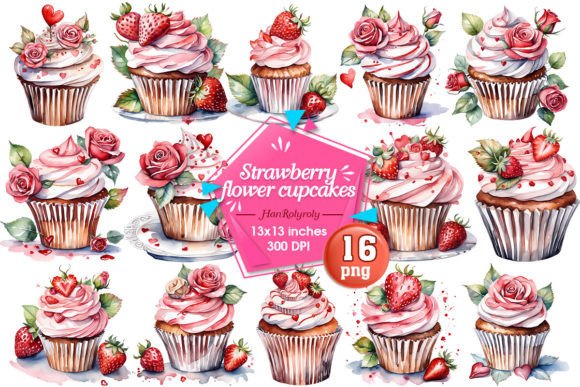 Download Strawberry Flower Cupcakes Png Clipart - Art Collection