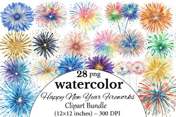 Download Happy New Year Fireworks Clipart Bundle - Art Collection