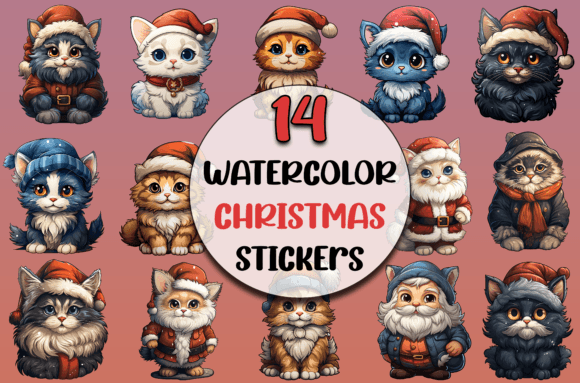 Download Cute Christmas Cats Clipart Bundle, SVG - Art Collection