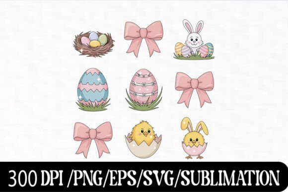Download Cute Easter Clipart with Bunny &amp; Eggs - Art Collection