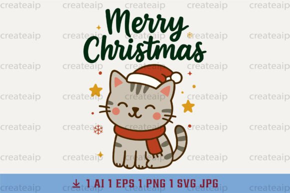 Download Cat Wall Art PNG Cute Christmas - Art Collection