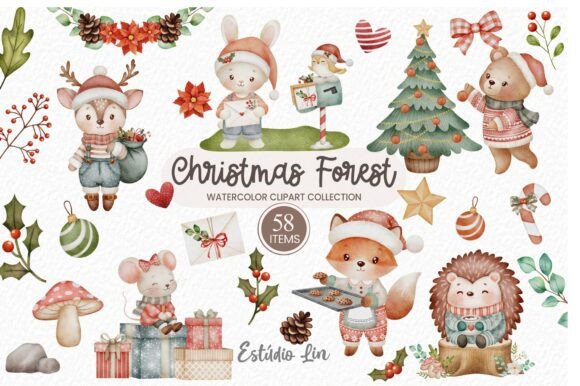 Download Christmas Forest Watercolor Clipart - Art Collection