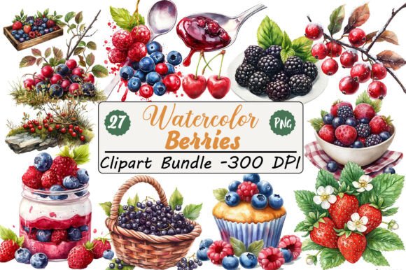 Download Watercolor Berries Clipart Bundle - Art Collection
