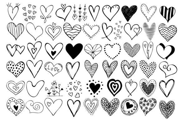Download Simple Doodle Hearts Collection - Art Collection