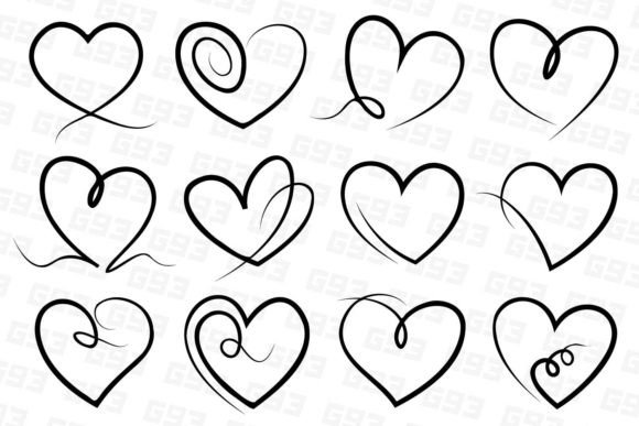 Download Line Art Hearts - Art Collection