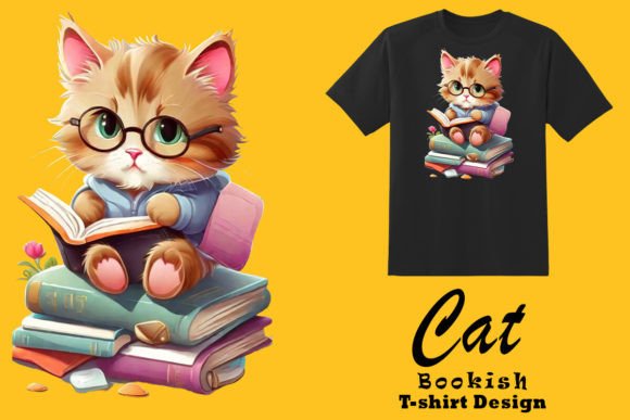 Download Festive Feline Lost in Books Clipart - Art Collection