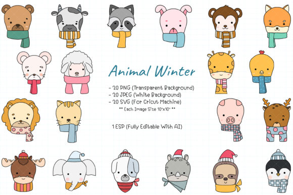 Download Cute Animal Winter SVG Clipart - Art Collection
