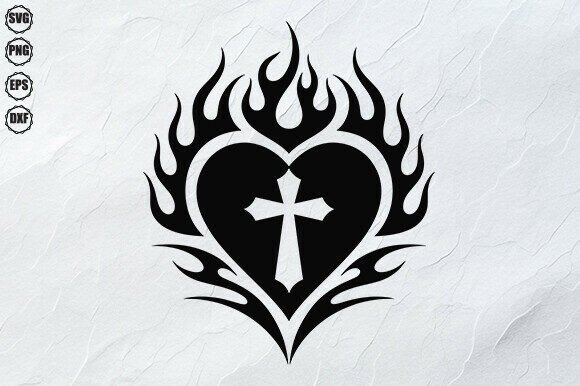 Download Sacred Heart Cross SVG Flaming Faith Svg - Art Collection