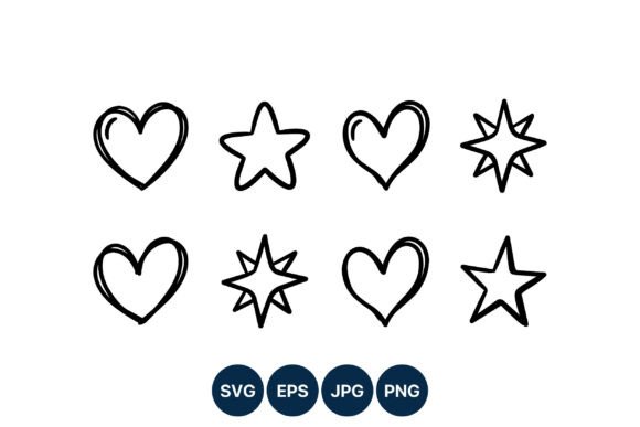 Download Hand Drawn Hearts and Stars Vector Set - Art Collection