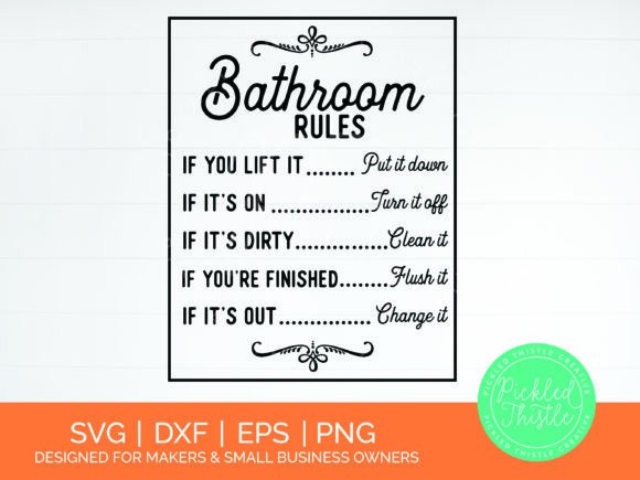 Download Bathroom Rules Farmhouse Sign SVG - House Collection