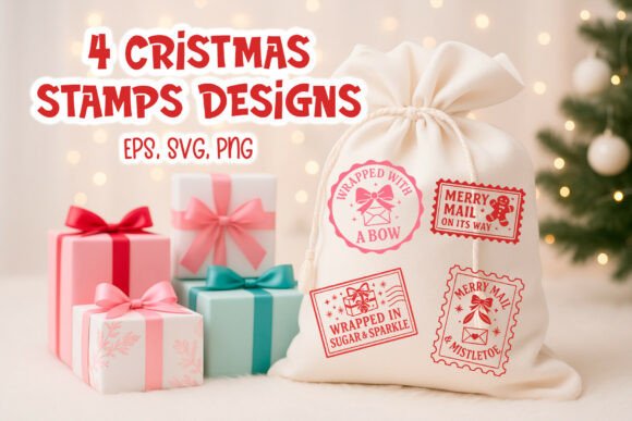 Download Christmas Santa Sack Stamp SVG Clipart - Art Collection