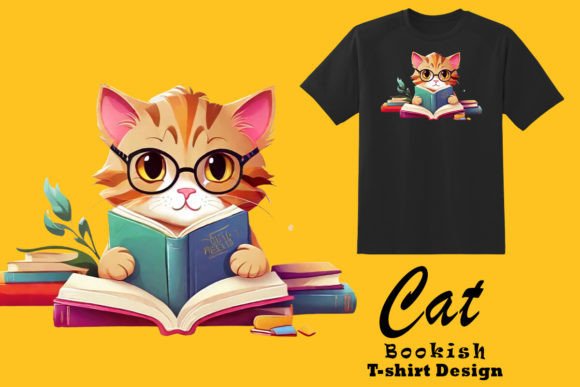 Download Festive Feline Lost in Books Clipart - Art Collection