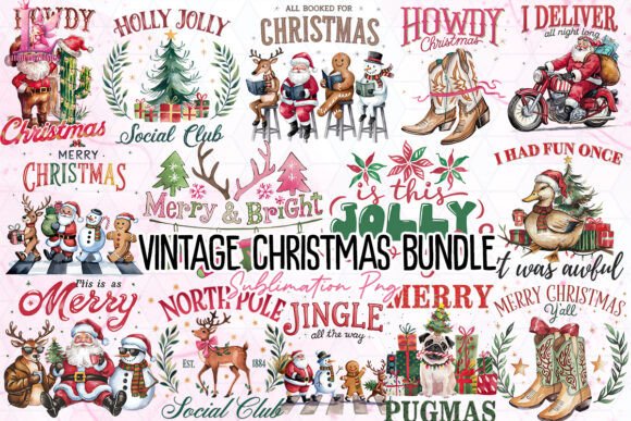 Download Vintage Christmas Bundle Clipart PNG - Art Collection