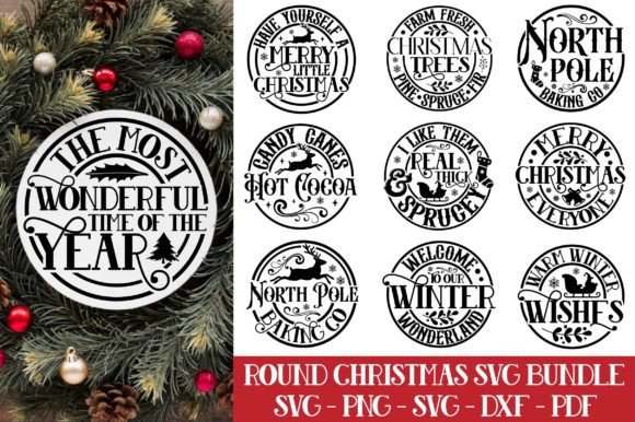 Download Round Christmas Svg Bundle - Round christmas svg Collection
