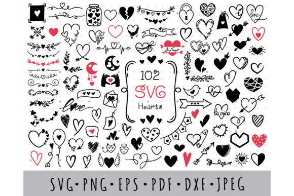 Download Hearts SVG Bundle, Valentine Day Doodle - Art Collection