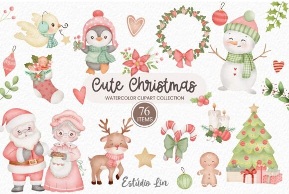 Download Cute Christmas Watercolor Clipart - Art Collection