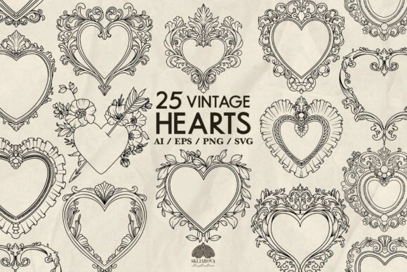Download Vintage Hearts Svg Bundle - Art Collection