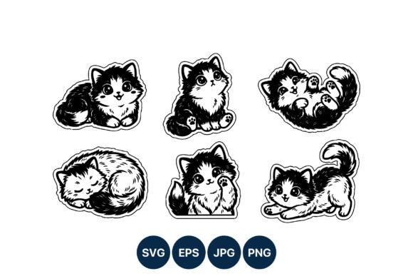 Download Cute Black and White Kitten Vector Art - Art Collection