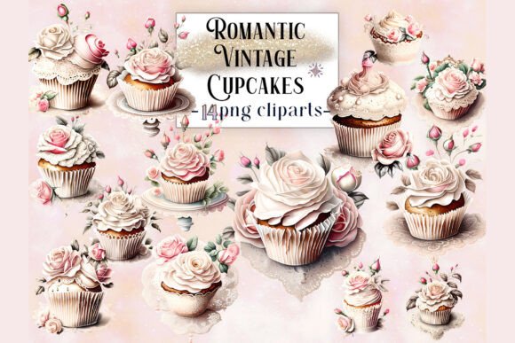 Download Romantic Vintage Cupcakes Cliparts - Art Collection
