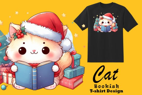 Download Festive Feline Lost in Books Clipart - Art Collection