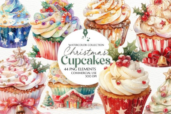 Download Christmas Cupcakes Clipart Watercolor - Art Collection