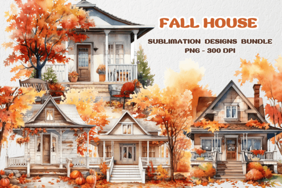 Download Fall House Sublimation Bundle Clipart - Fall Collection